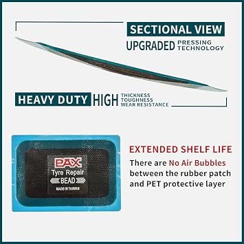 PAX Upgraded Radial Tire Repair Patches 75x50mm (10 Pack), 2-Layer Super Strong Nylon Fabric Heavy-Duty Puncture Fix for Truck & Car (Rubber Cement Required)