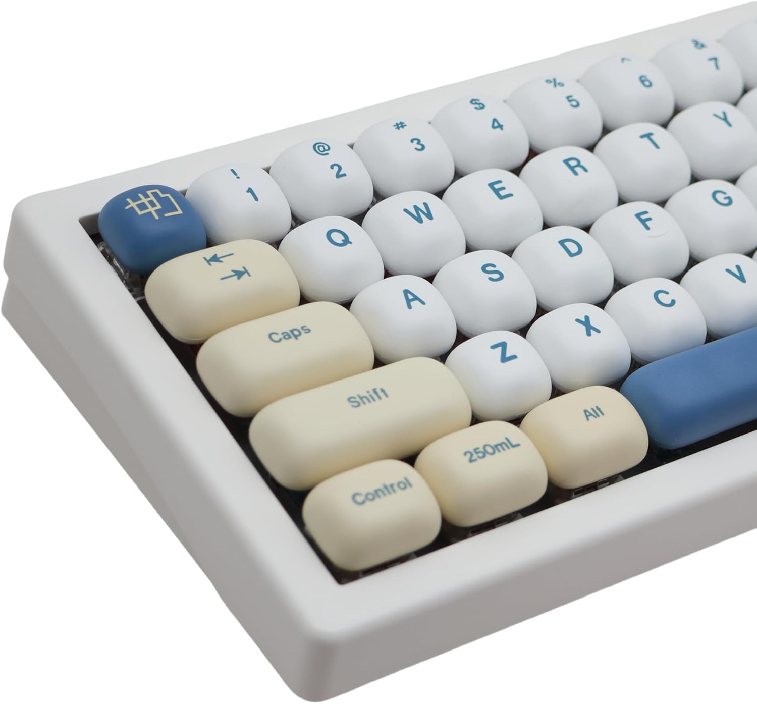 Soymilk Keycaps MOG Profile Custom Round Keycap for Mechanical Keyboard,140 Keys Set PBT Dye Sublimation Cute Keycaps (Soymilk)