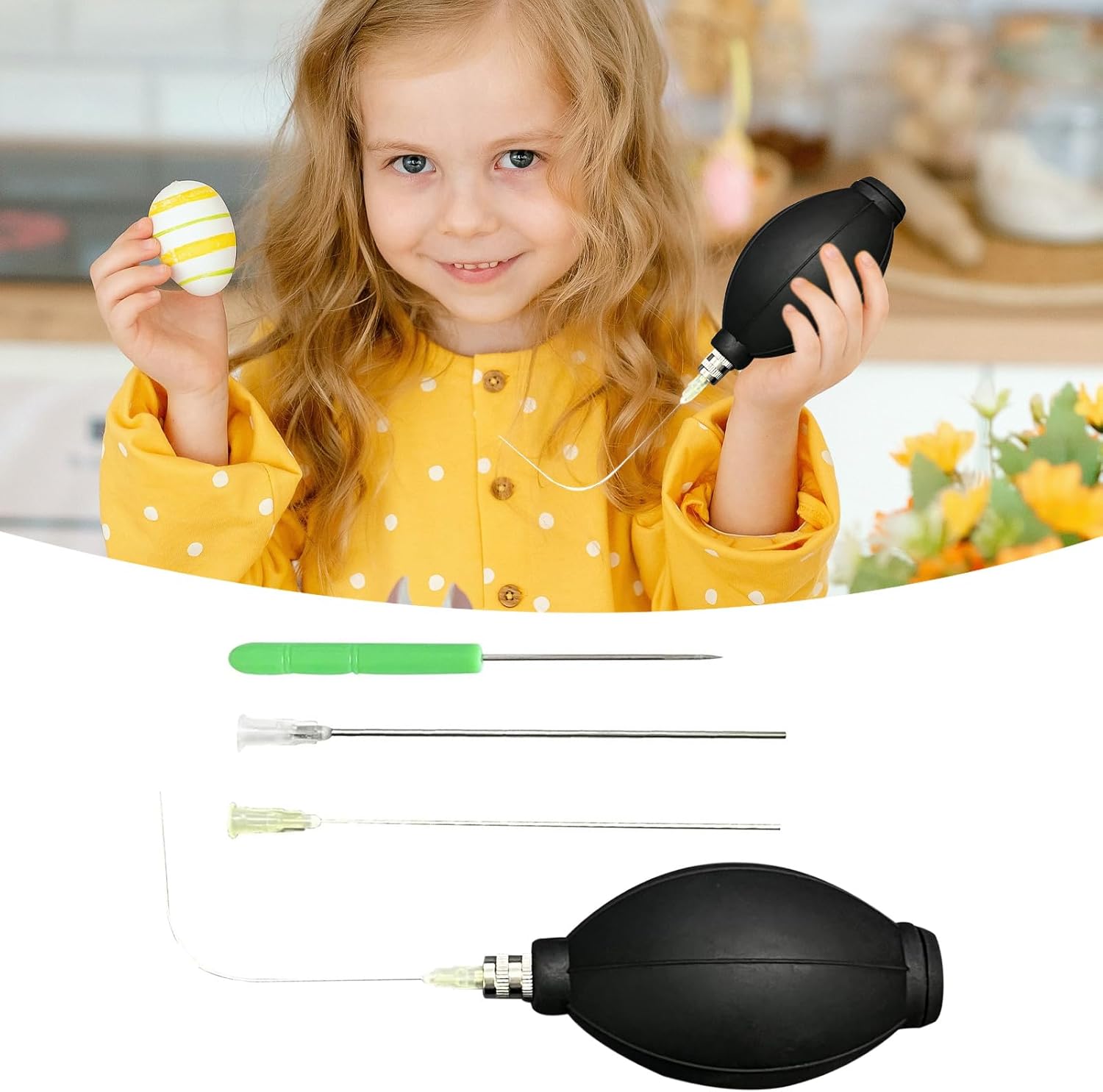 Generisch Egg Blower Tool with Pump and Drill, Blow Out Tool for Easter Eggs, for DIY Easter Decoration, Egg Bubbles, Creative Craft Projects at Home, Party