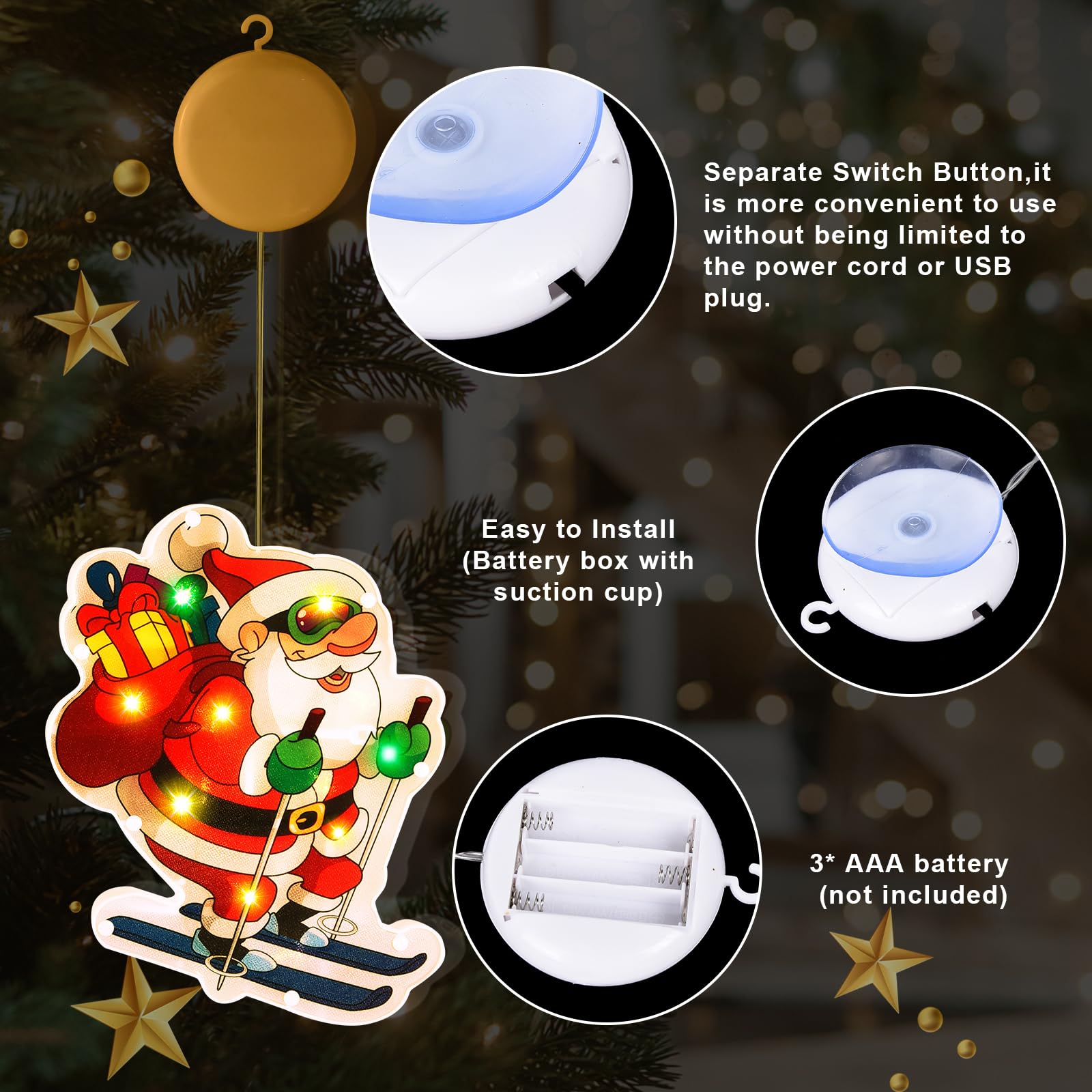 Lampe à Ventouse LED 3D, Lampes De Noël, élan Pour La Décoration De La