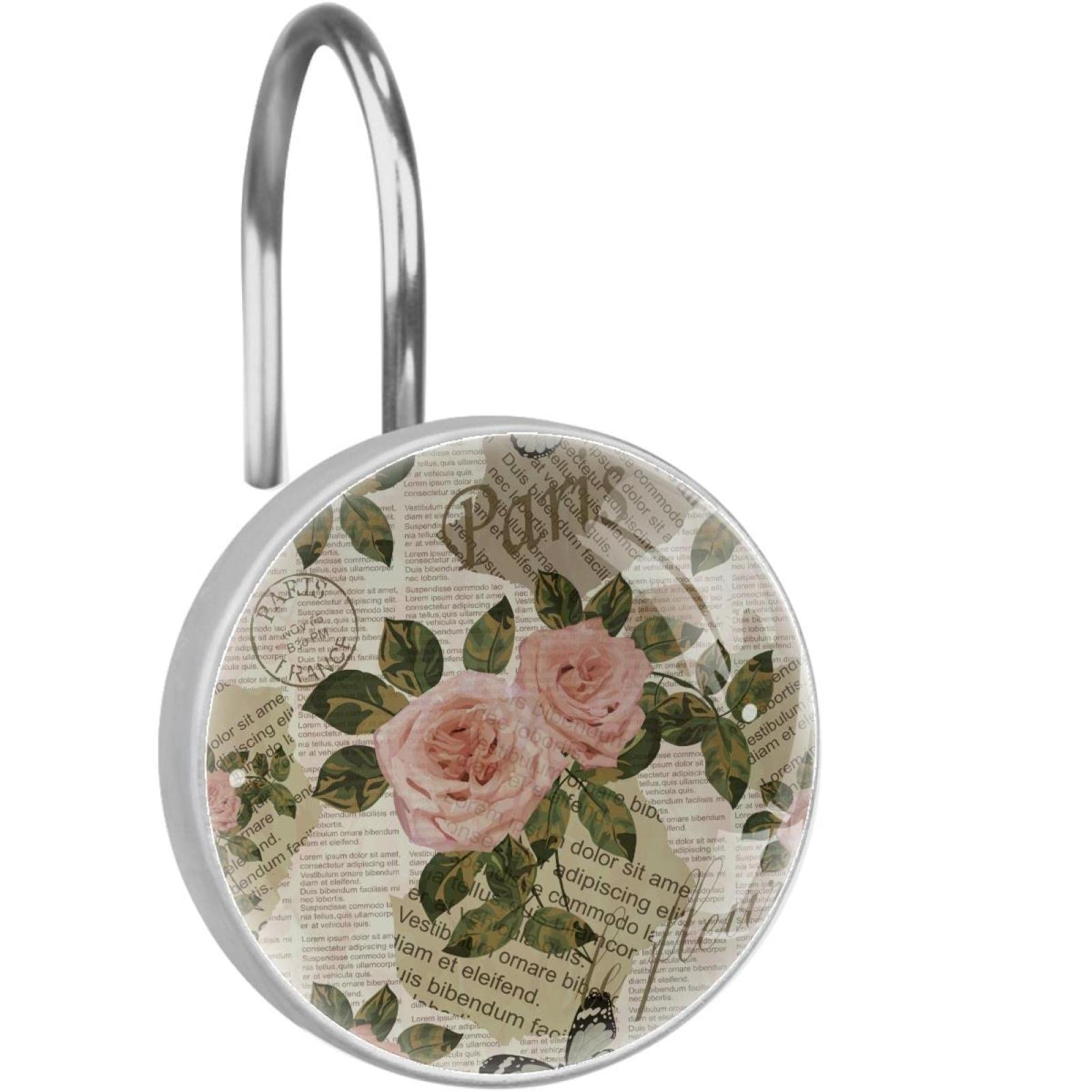 Crochets rideau de douche inox anti-rouille pour salle de bain