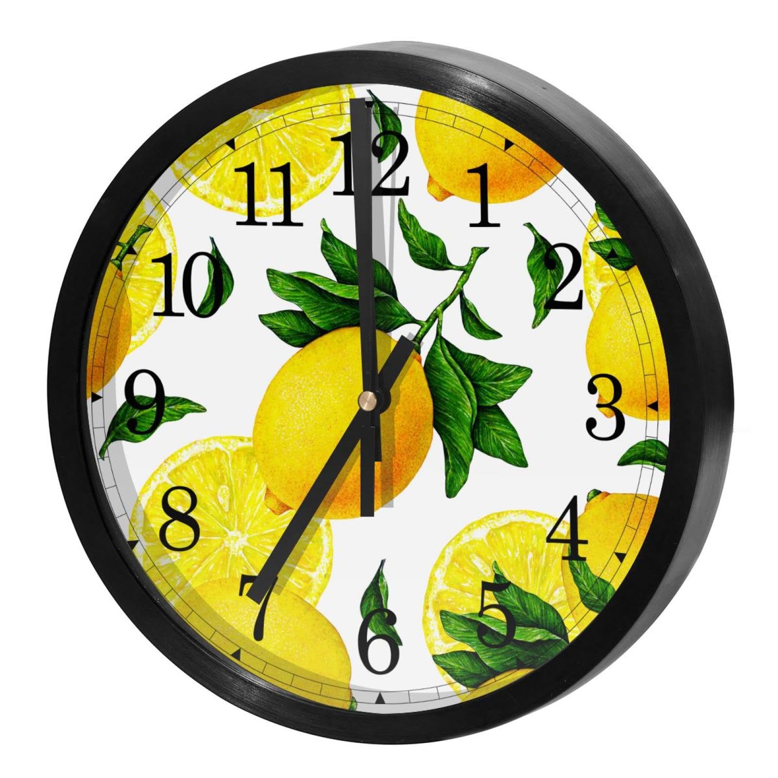 Horloge murale pour cuisine et maison motif agrume rafraîchissant