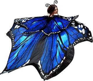Suhine 2 Pcs Double Layer Halloween Monarch Butterfly Wings for Women