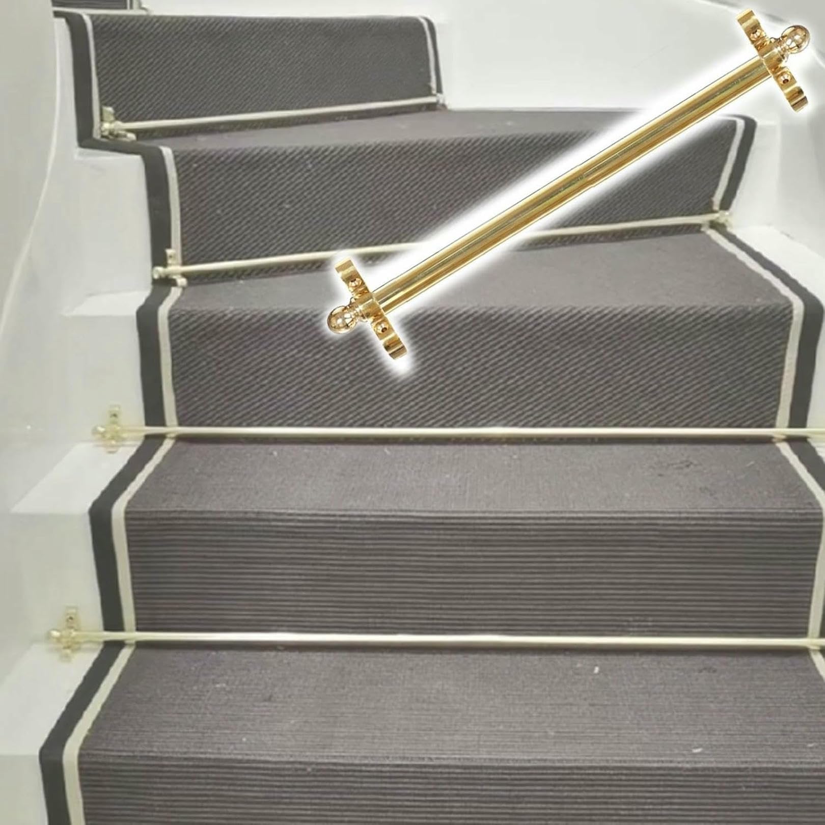 Tringle pour tapis d'escalier fixe avec support tubulaire