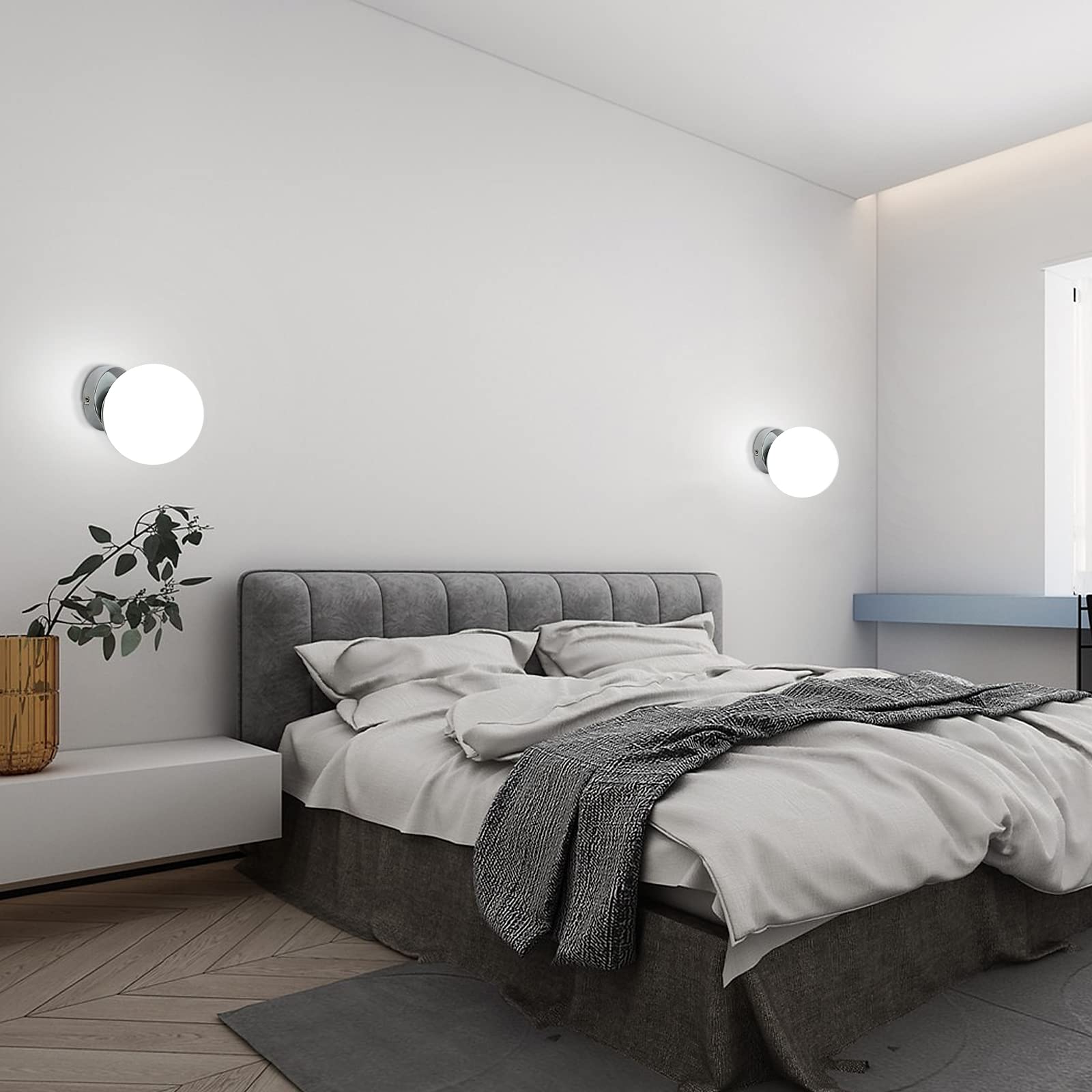 Lampe Murale Moderne E27 Boule de Verre 15cm Applique Murale Intérieure