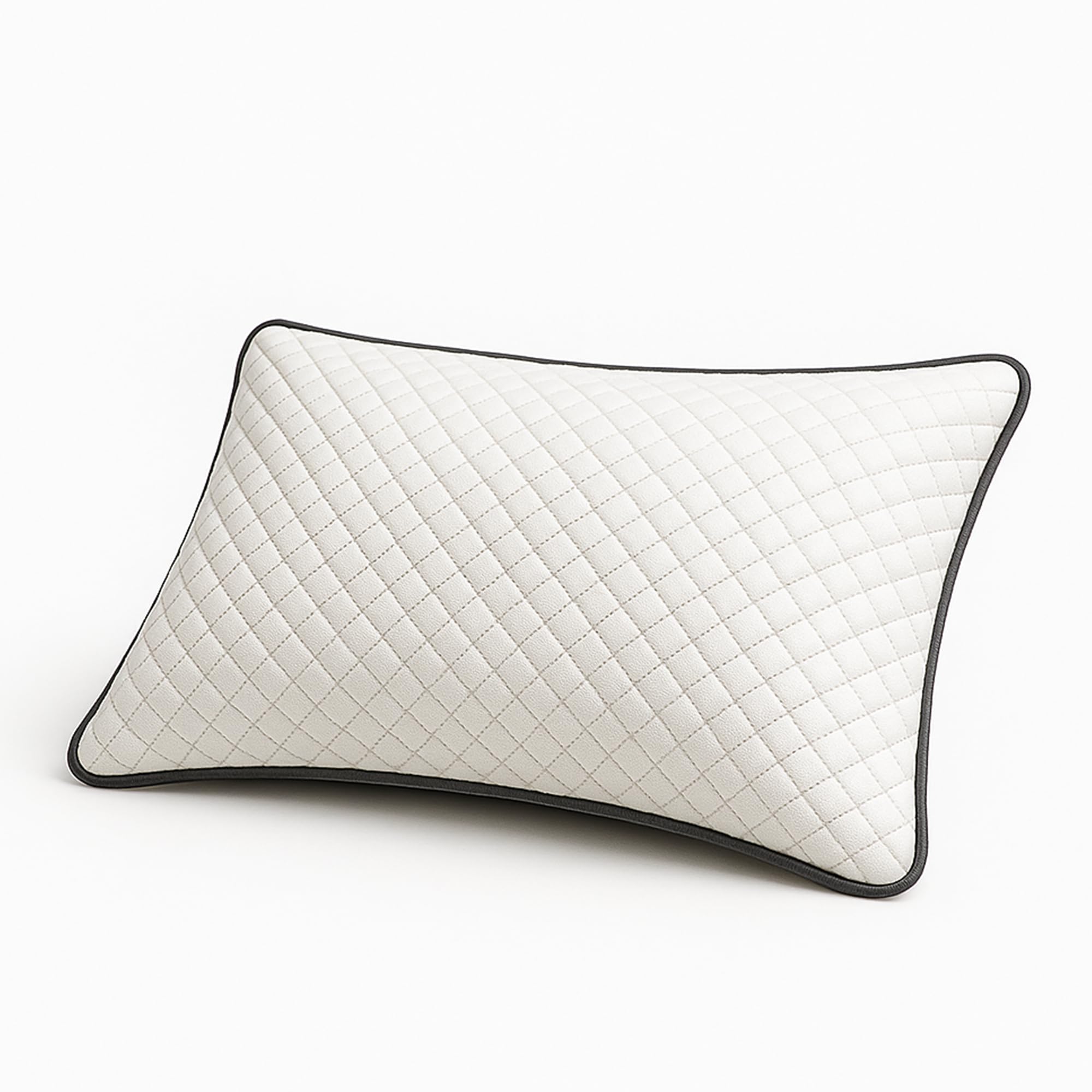 Iyan Soft Furnishing Grey Ultrasonic Quilted Pipiing Hollowfibre Pillows 1 Pack – Luxury Firm & Plump Bed Pillows For Sleeping, Hypoallergenic Down Alternative Bounce Back, Side & Stomach Sleepers, Dust Mite Resistant