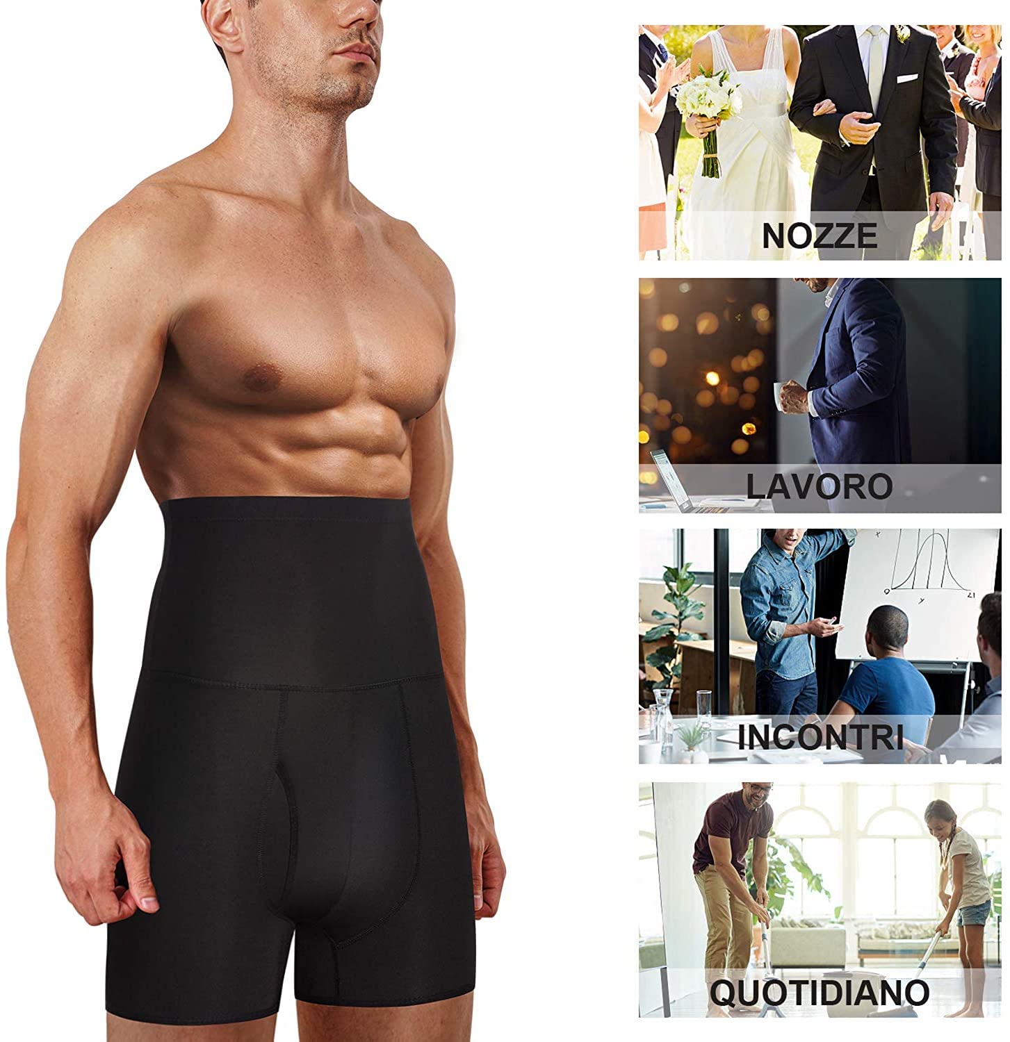 Mutande Uomo Vita Alta Compressione Boxer Slip Controllo Pancia Dimagranti Shapewear Pantaloncini