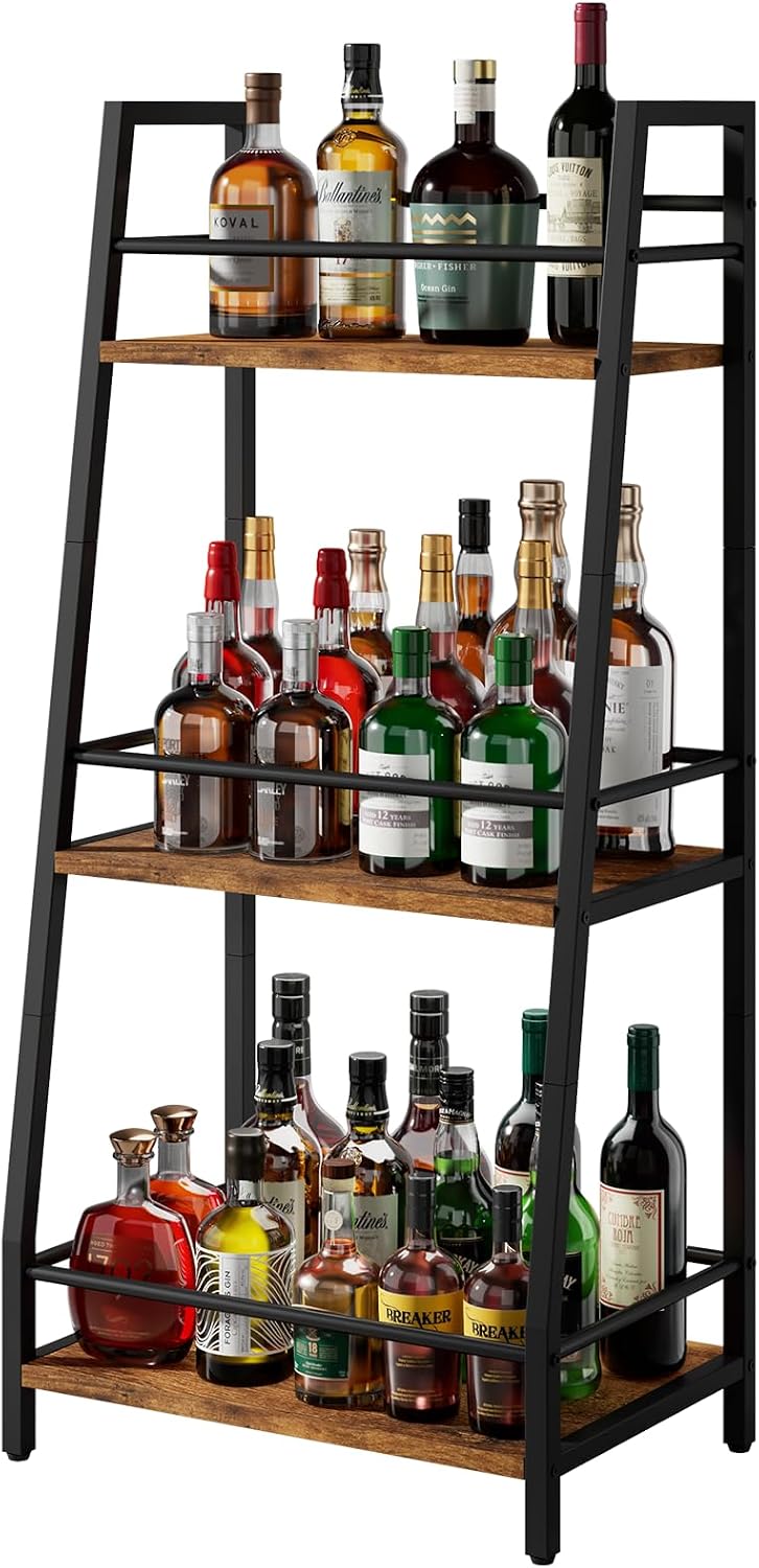 YMYNY 3-Tier Liquor Stand Trapezoid Wine Rack Freestanding Floor HWR003H