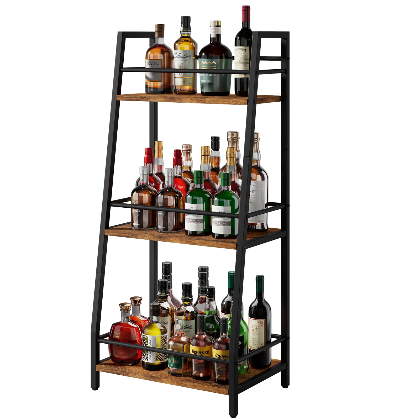 YMYNY Botellero Independiente para Botellas botellero Vino estantería con 3 Niveles para sótano, Cocina, Bar, Comedor, botellero Vino Mini estantería Bar Marrón Vintage HWR003H