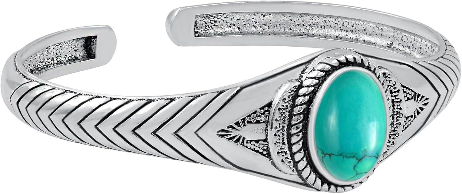 Natural Gemstone Statement Cuff Bangle Bracelets for Men Women – Handmade 925 Silver Plated Birthstone Jewelry – Adjustable Size for Perfect Fit – Ideal Gift for Birthdays, Anniversaries & Special Occasions - Image 3