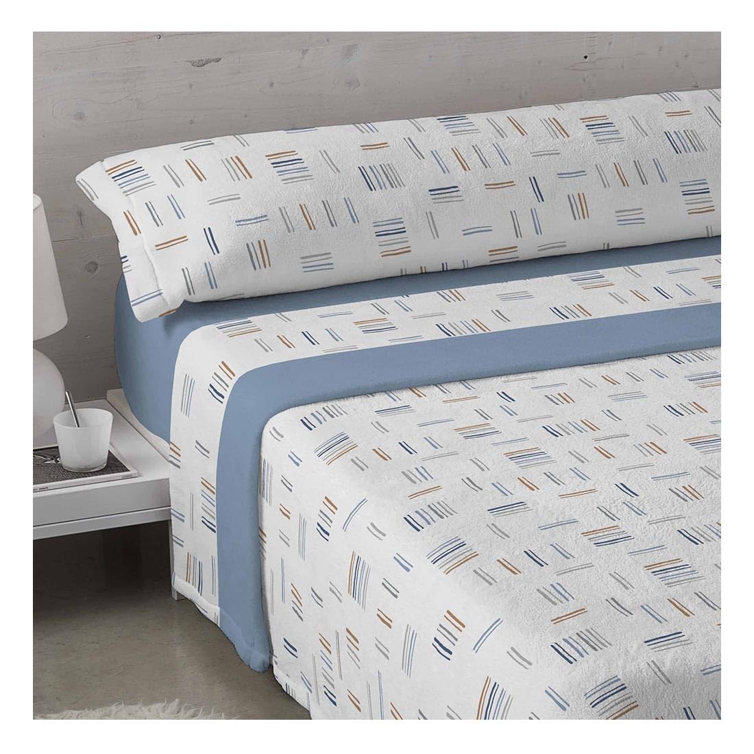 Acomoda Textil – Juego de Sábanas Coralina. Juego de Sábanas 3 Piezas de Invierno. Ropa de Cama Ajustable, Suave y Cálida Fácil Mantenimiento. (Cali Azul, 135 cm)