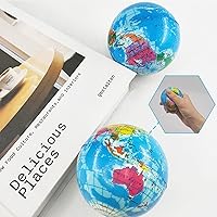 Vista 4 de 24 PCS Globe Squeeze Balls,2.5 Inch Globe Bouncy Ball Earth Squishy Ball,Mini Foam Globe Squeeze Stress Balls