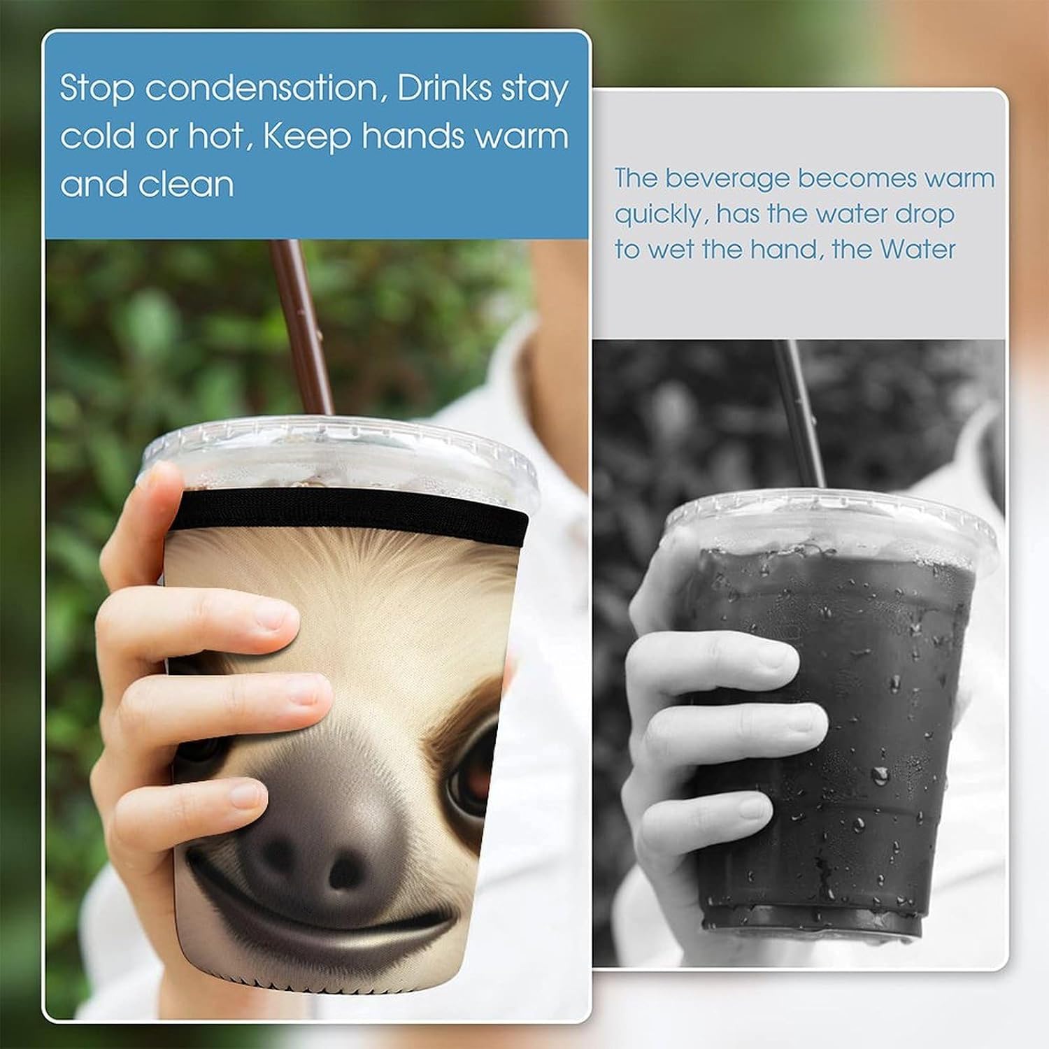 3 Pack Neoprene Cup Sleeves, Stretchy Reusable Drink Cup Cover Universal