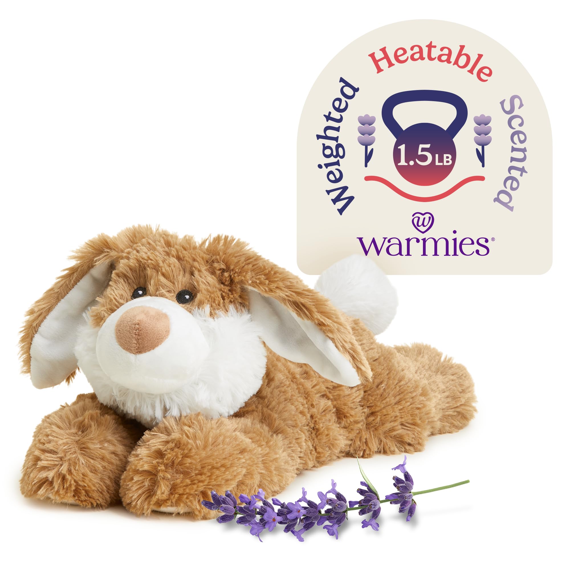 warmies Microwavable & Weighted Stuffed Animals, Brown Bunny - Heated Stuffed Animal Plushie for Warmth & Comfort - Cute Soft Plush Toys for Adults &