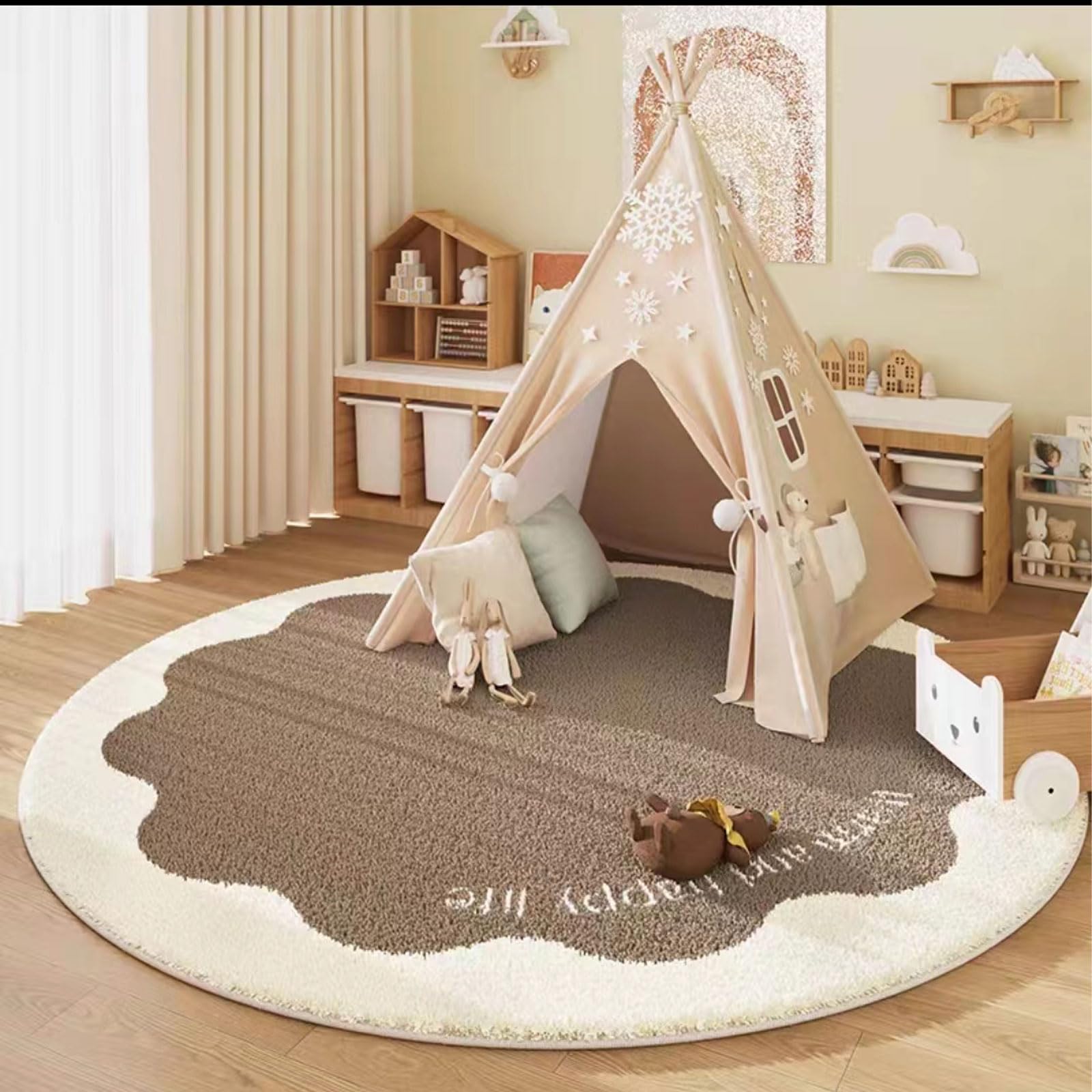 niepan Light Luxury High -level Sense Round Carpet,makeup Chair Floor Cushion,large Rugs For Living Room,carpet Bedroom Rug Living Room Large,Modern,Fluffy,Short Pile,Non-Slip Underside.