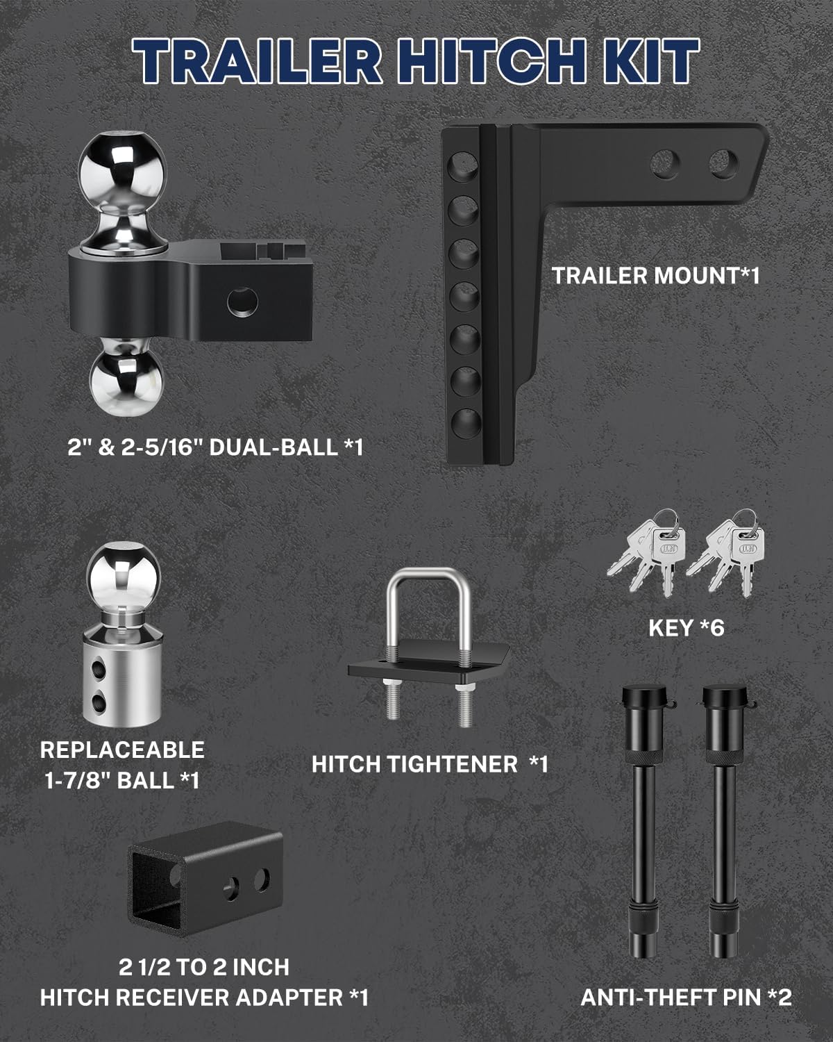 Examples of vehicles compatible with the Kohree Adjustable Trailer Hitch
