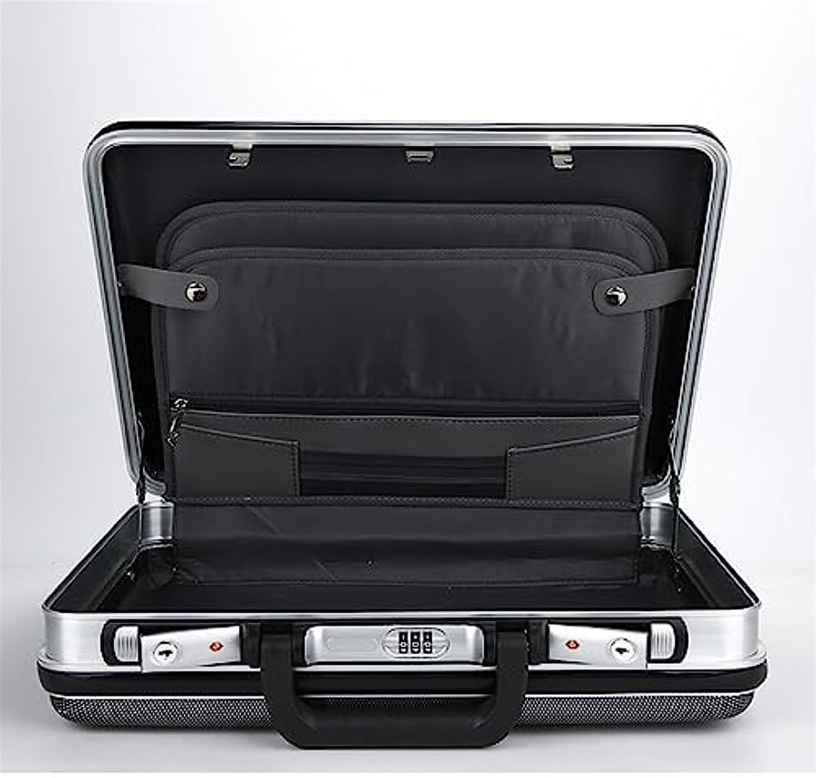 Tragbare Aktentasche mit Aluminiumrahmen, Chiffrierkoffer for Geschäftsbüros, Werkzeug- und Instrumentenkoffer, Computerkoffer for Bordreisen, medizinischer Koffer, Bargeldtragekoffer (Farbe: Schwarz)