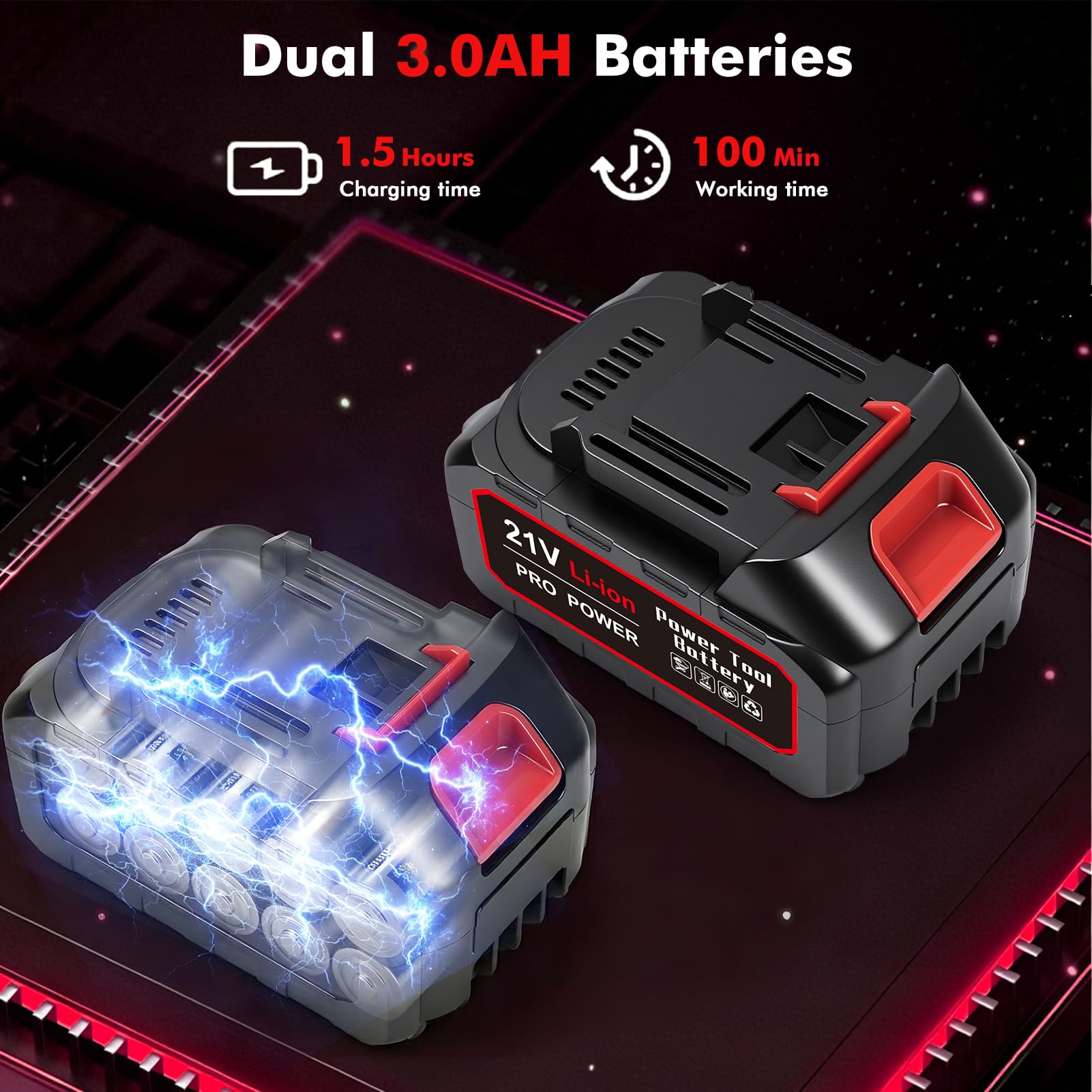 Tijeras Cortasetos de Batería, Cortasetos Eléctrico 850 W, Hoja SK5 de 56 cm, Mango Giratorio 90° y Diseño Ergonómico con baterías de 2 x 3,0 Ah para Setos, Ramas, Arbustos, Ramitas