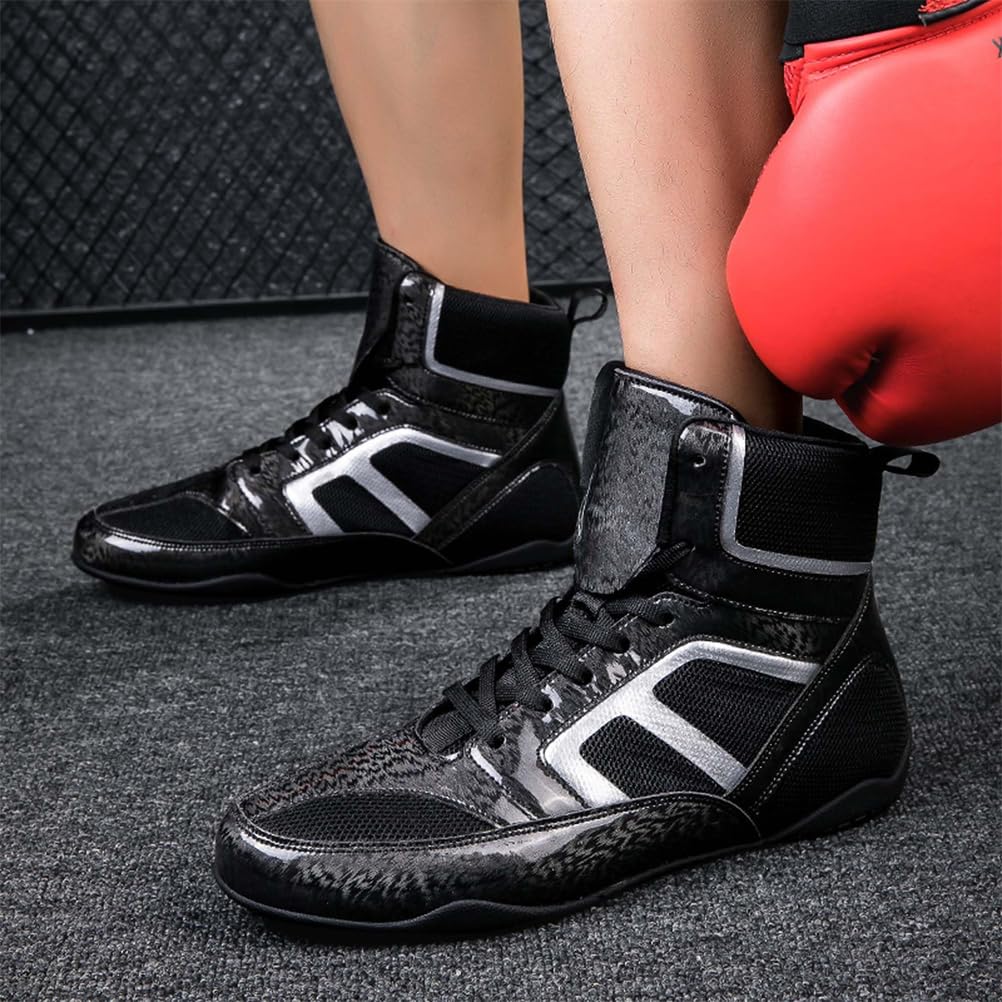 Zapatillas De Boxeo Y Lucha para Hombre, Transpirables, Entrenadores De Boxeo, Unisex, para Adultos, De Artes Marciales, Atléticas, De Fitness Y Culturismo,Negro,40 EU