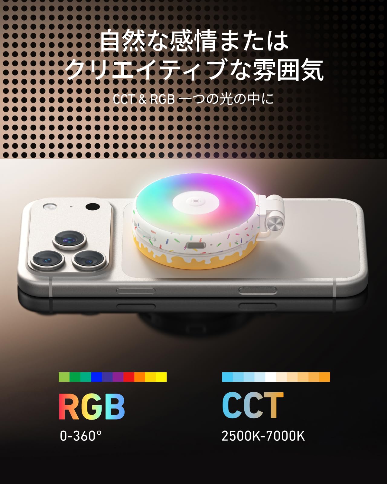 Amazon.co.jp: 【TELESIN公式】 RGB磁気美肌補光ライト 映えるドーナツ