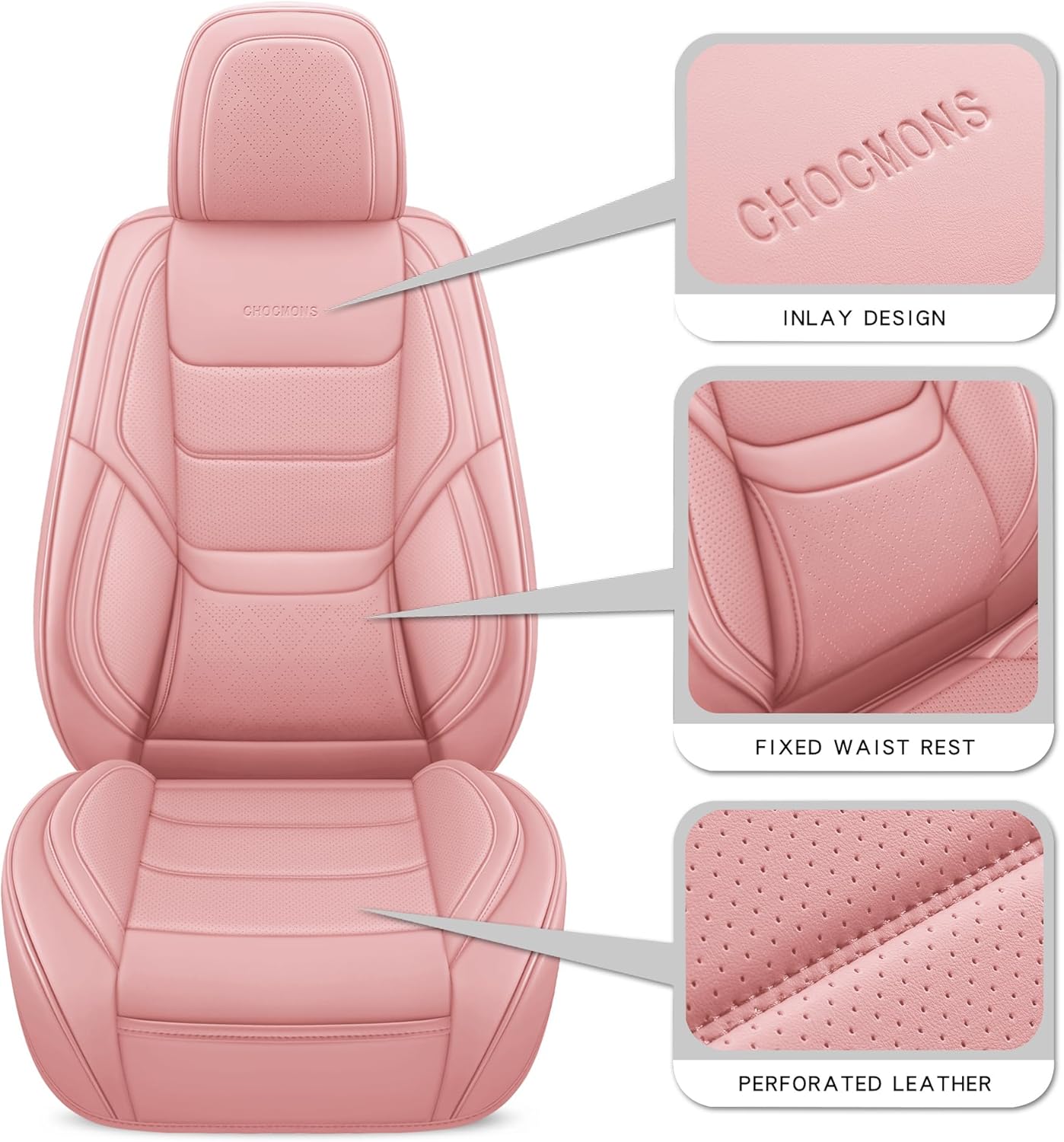 Full Coverage Full Set Waterproof Leather Car Seat Covers with Lumber Support and Airbag Compatible Universal Fit for Most SUVs,Trucks,and Sedans with 5 Seats in Automotive Seat Covers