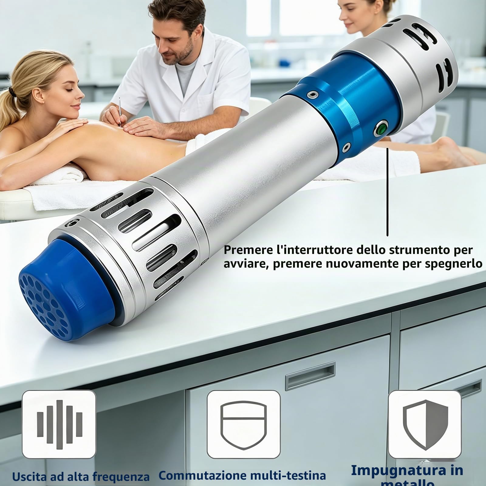 Dispositivo di Terapia con Onde D'urto, Macchina per Terapia Dell'onda D'urto con 7 Massaggio, Frequenza: (1~18Hz), Energia: (10~300mj), per Spalle, Fianchi, Cosce, Polsi, Gomito