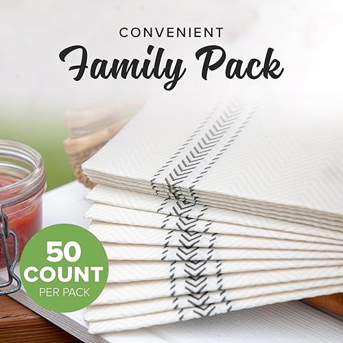 Miniatura 2 de SimuLinen Servilletas desechables de papel negro Bistro, biodegradables para fiestas, barbacoas, almuerzos, portón trasero, 15.5 x 15.5 pulgadas,