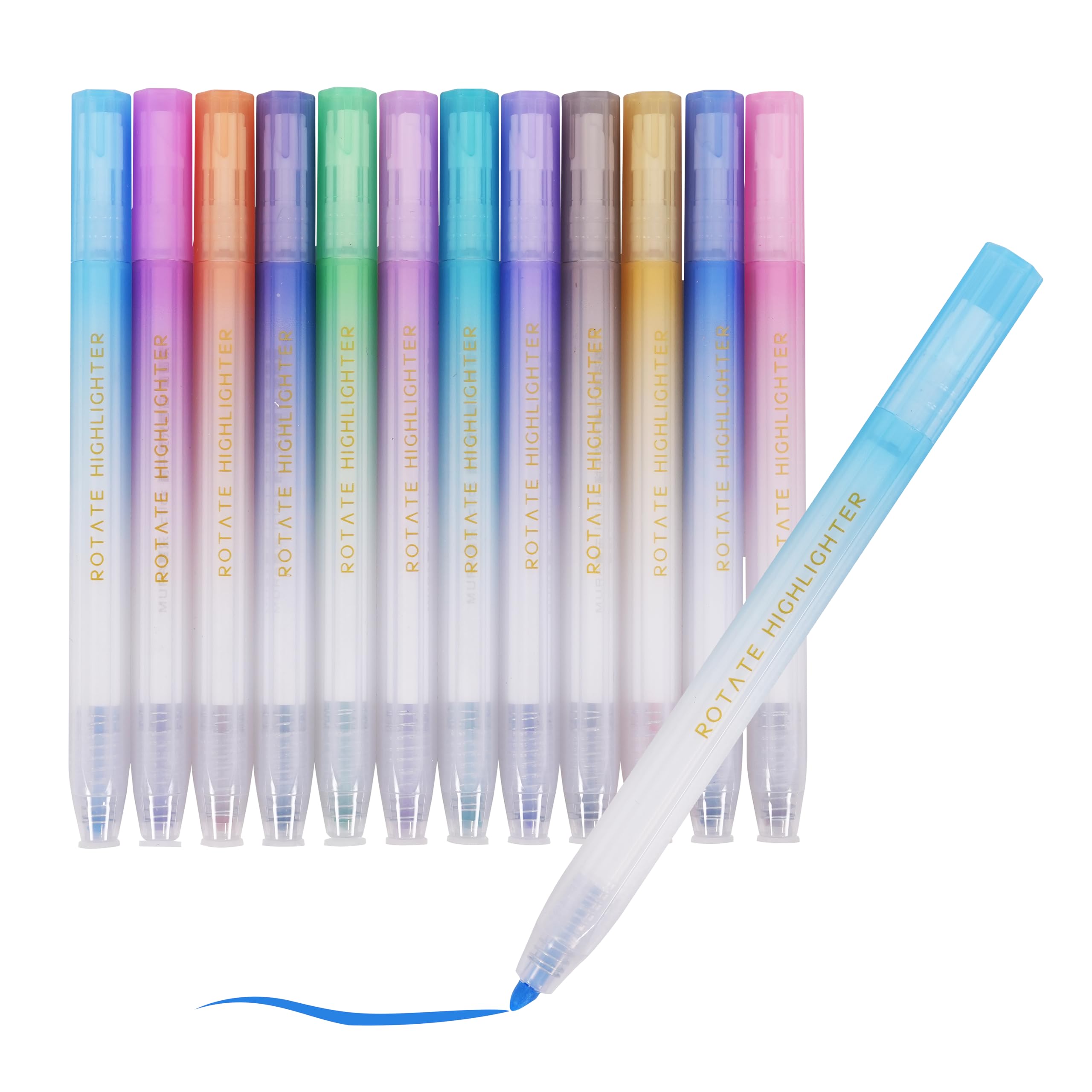 12 Penne Evidenziatrici A Punta Cuneo - Color Dopamina Per Studio, Ufficio E Bibbia - Foto 3