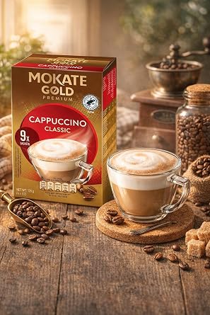 Mokate Gold Premium Cappuccino Classic Instant Coffee Sachets x9 (Pack of 6, Total 54 Sachets)