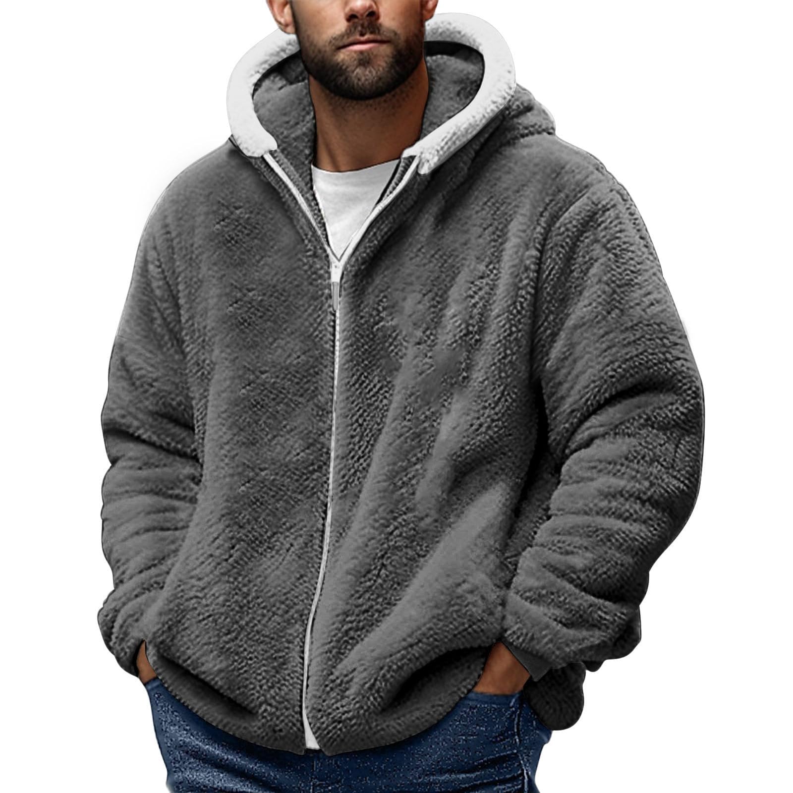 Veste Polaire Homme Hiver Chaude Sweats Manteau À Capuche Zippé Laine Épais Grande Taille Teddy Blousons Fourrure Hooded Manche Longue Pas Cher Mode Automne Hiver Outerwear