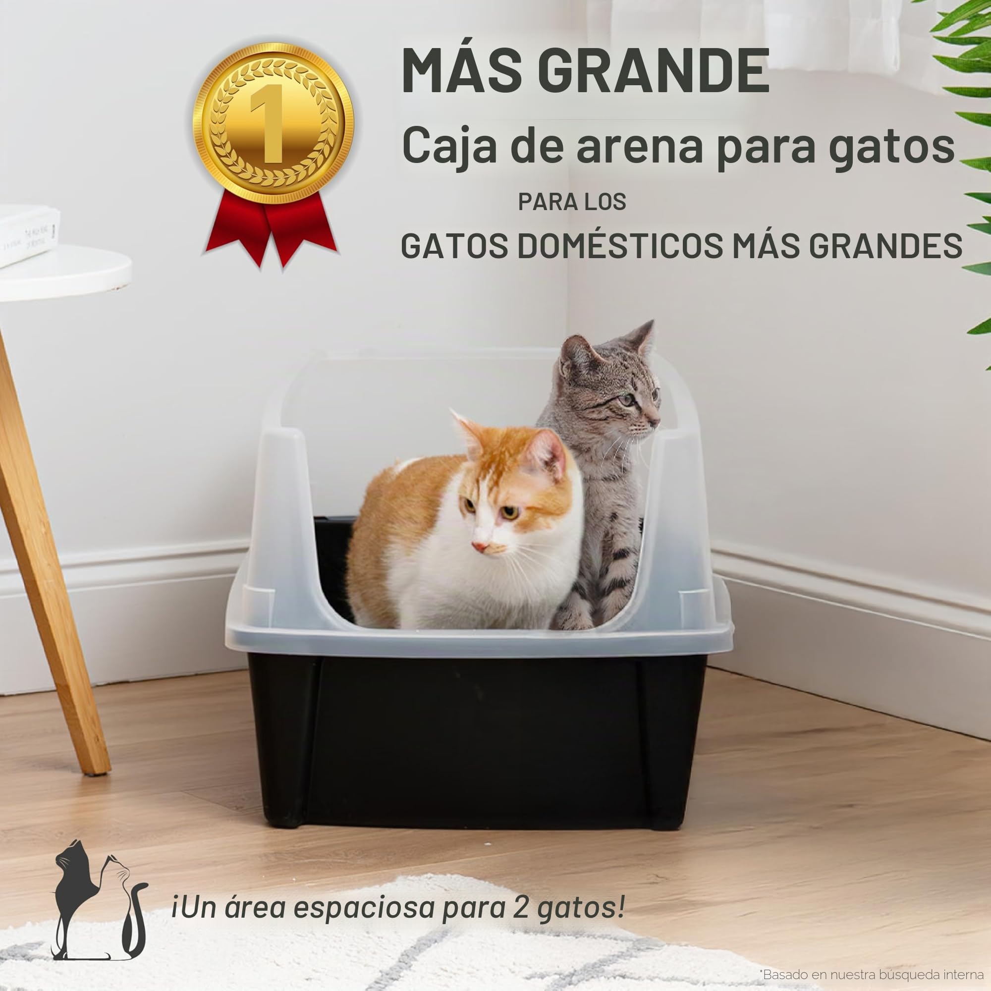 IRIS USA - Caja de arena extragrande para gatos grandes y hogares con múltiples gatos, protector de dispersión de cara alta, fácil de limpiar, 30 pulgadas de largo x 20 pulgadas de ancho x 14 pulgadas