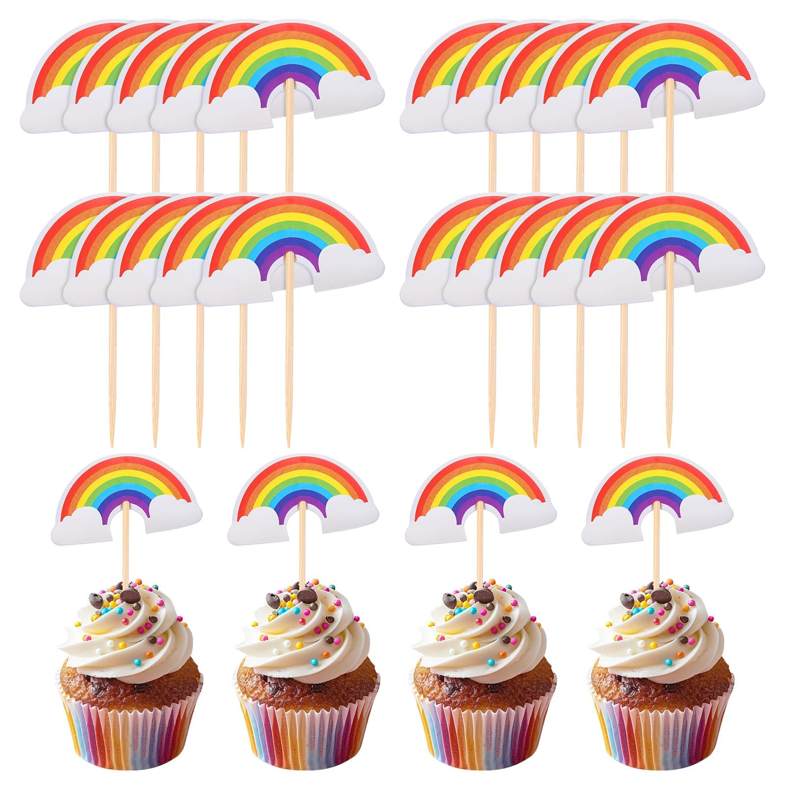 Rockreyoa Pirottini di carta arcobaleno, per muffin, per cupcake