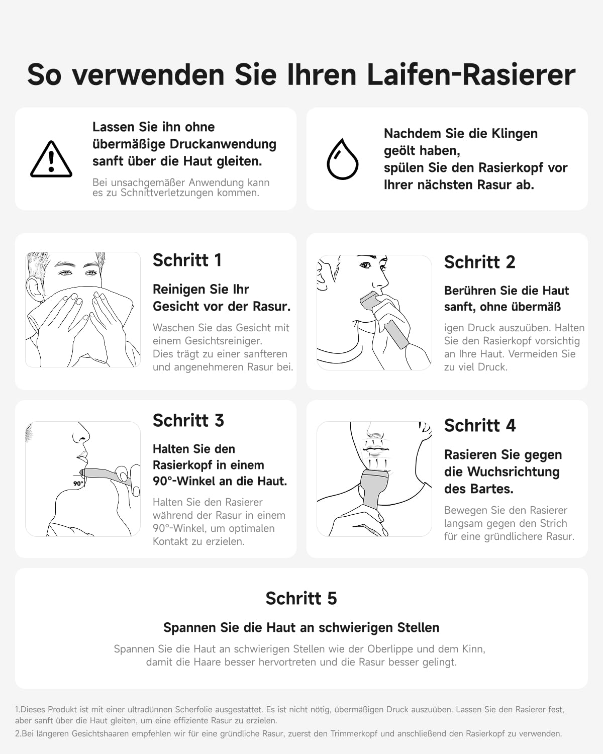 Laifen T1 Pro Rasierer Herren, Elektrorasierer mit Hochgeschwindigkeitsmotoren 12.000 Schnitte/min.*2, 100 Minuten Akkulaufzeit, Wasserdicht nach IPX7, Reisetauglich(Aluminiumlegierung)
