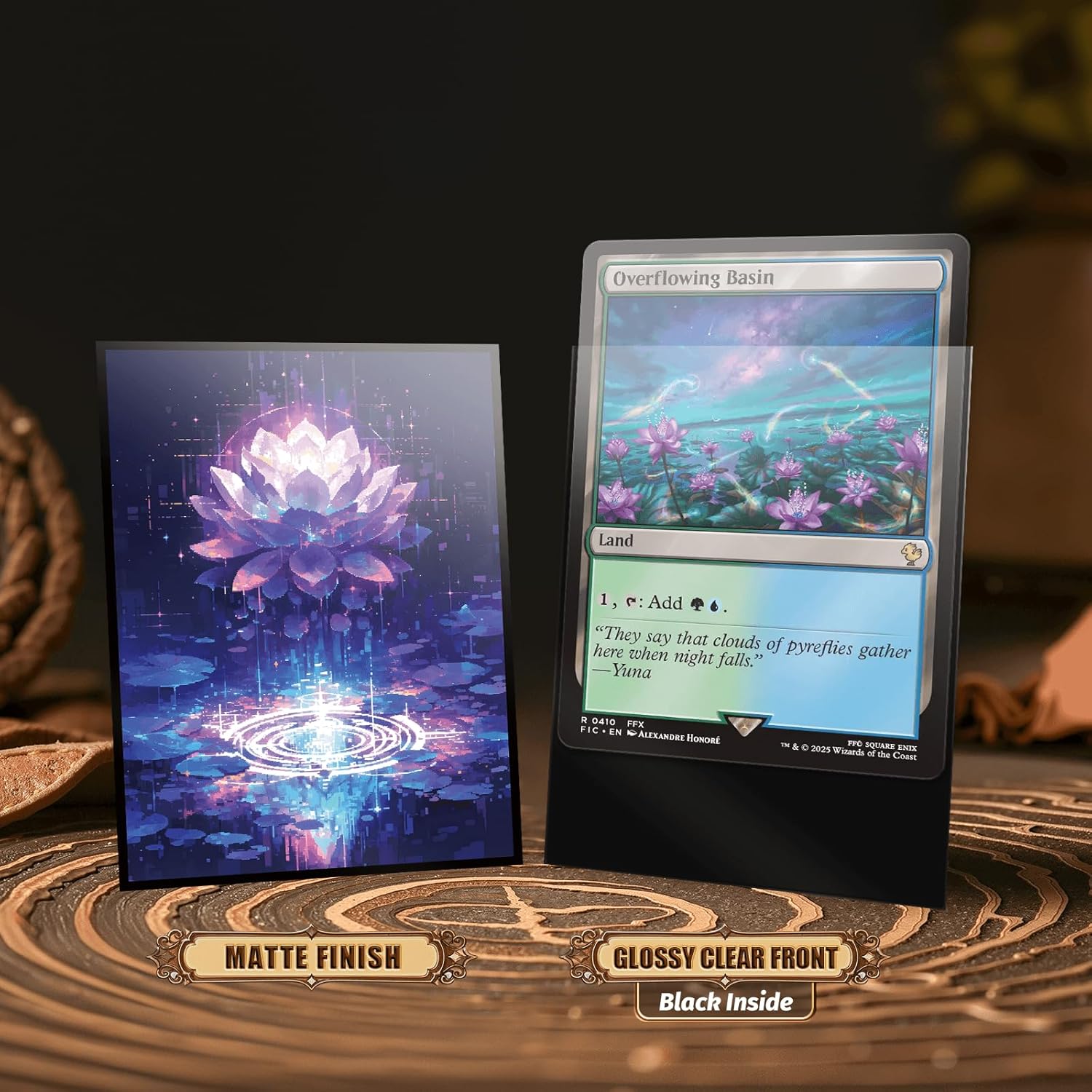 MTG Card Sleeves - Pixel Lotus - Ultra Clear Front & Matte Finish Back, 100 Count Standard Size Matte Art Sleeve for Magic The Gathering