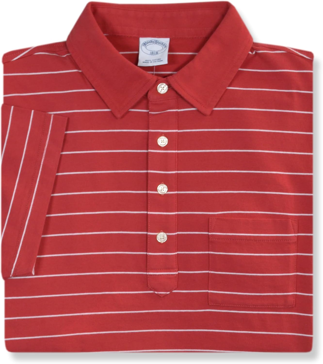 Brooks Brothers Mens Slim Fit Soft Knit Cotton Pocket Four Button Polo Shirt,
