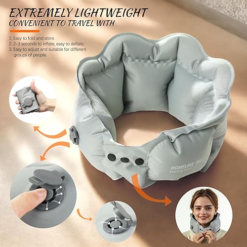 Miniatura 5 de Almohada inflable de viaje para avión, almohada inflable para el cuello, para viajes, oficina, siesta, soporte para el cuello, compra 1 y obtén 3