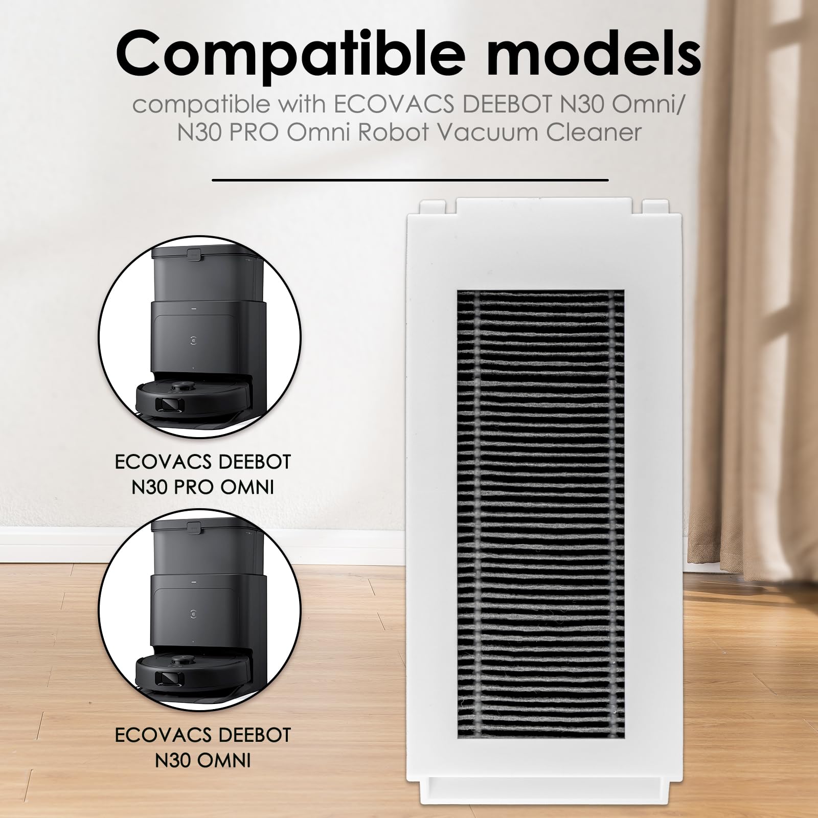 3 Filtri HEPA Di Ricambio Per Robot Ecovacs Deebot N30 Omni / N30 Pro Omni | Compatibile Non Originale