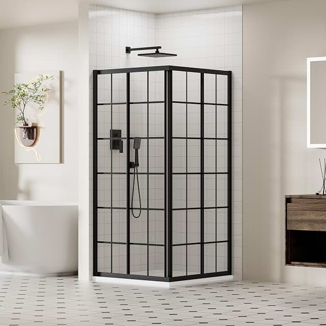 Double sliding corner shower image