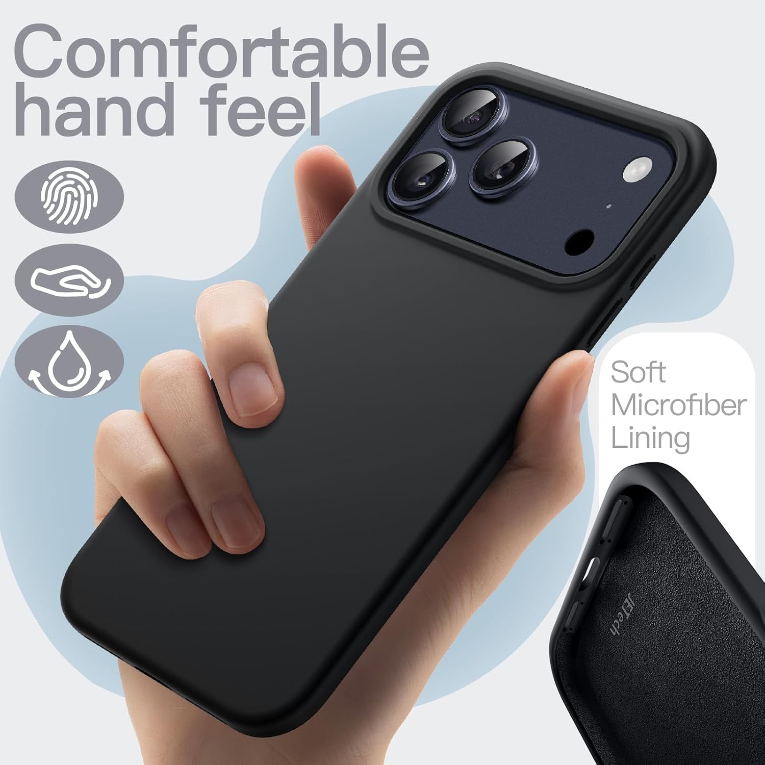 JETech Silicone Case for iPhone 17 Pro Max, Black image 3