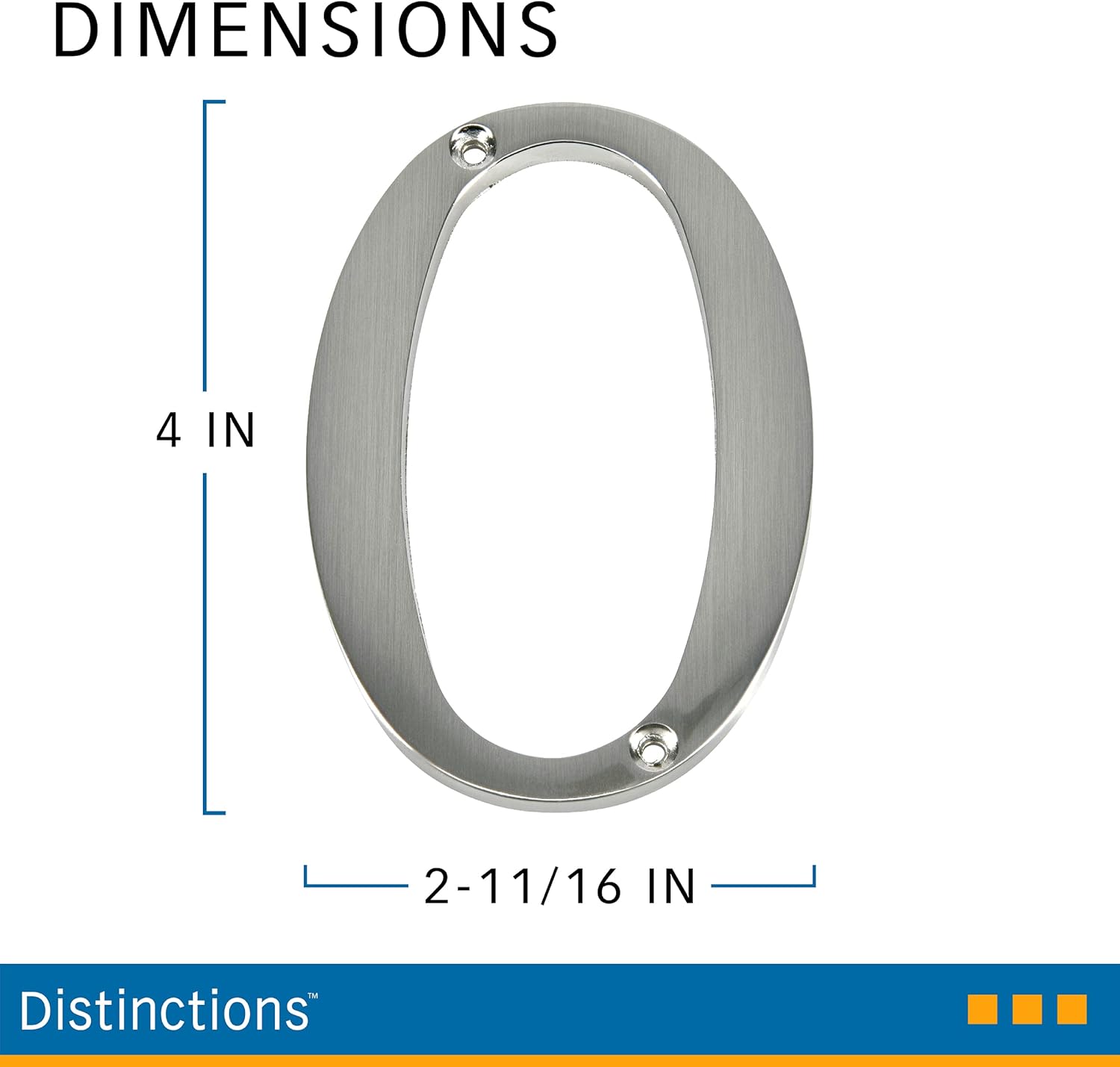 Distinctions by Hillman 843320 4-Inch Brushed Nickel Flush-Mount House Number 0
