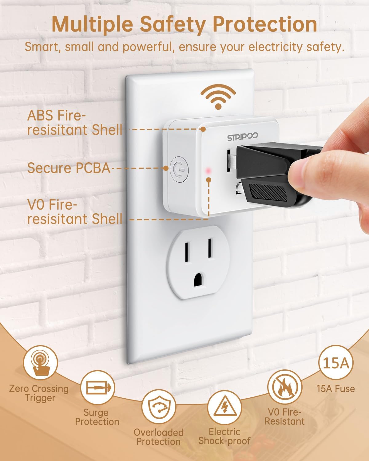 Garbage Disposal Button Kit, 15A/1500W Wireless Remote Control Outlet, No Drilling Garbage Disposal Switch ,4000V Anti-Surge, 500ft RF Range, Remote On Off Switch for Outlet