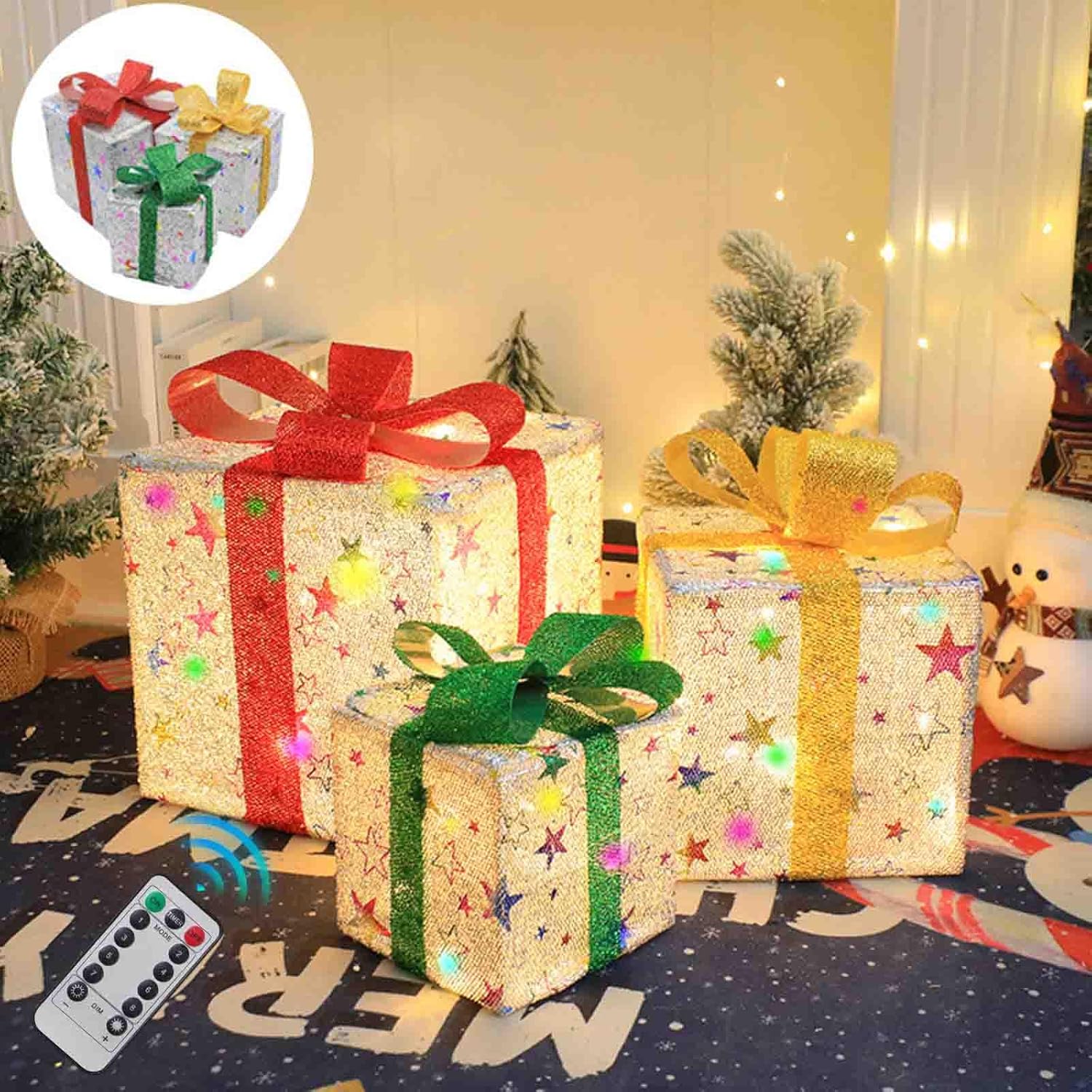 3 christmas lighted gift boxes, light up present box, christmas decorations outdoor, xmas decorations christmas boxes present christmas decorations for christmas home décor multicolor96