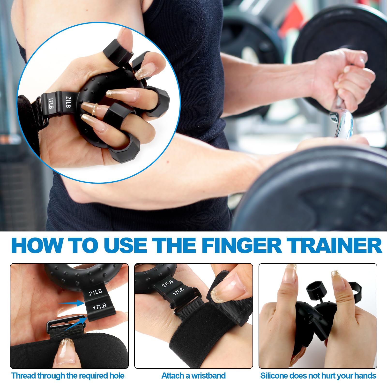 Kit Hand Grip Strengthener 2pcs - Entraîneur De Doigts 6 Niveaux De Résistance