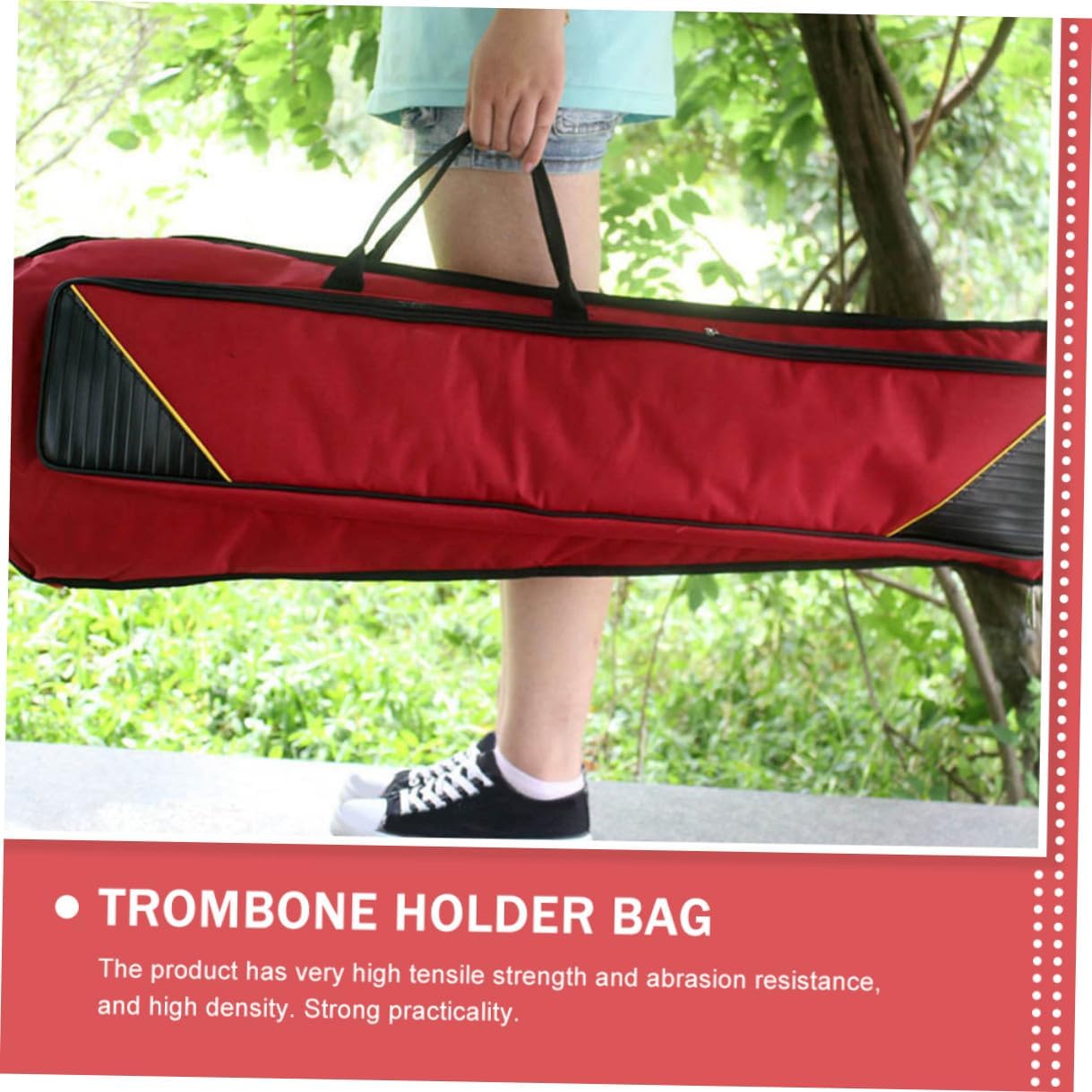 Holibanna Waterproof Oxford Cloth Tenor Trombone Bag, Thickened Red Instrument Protective Carrying Case with Portable Storage for Travel and Gig Use