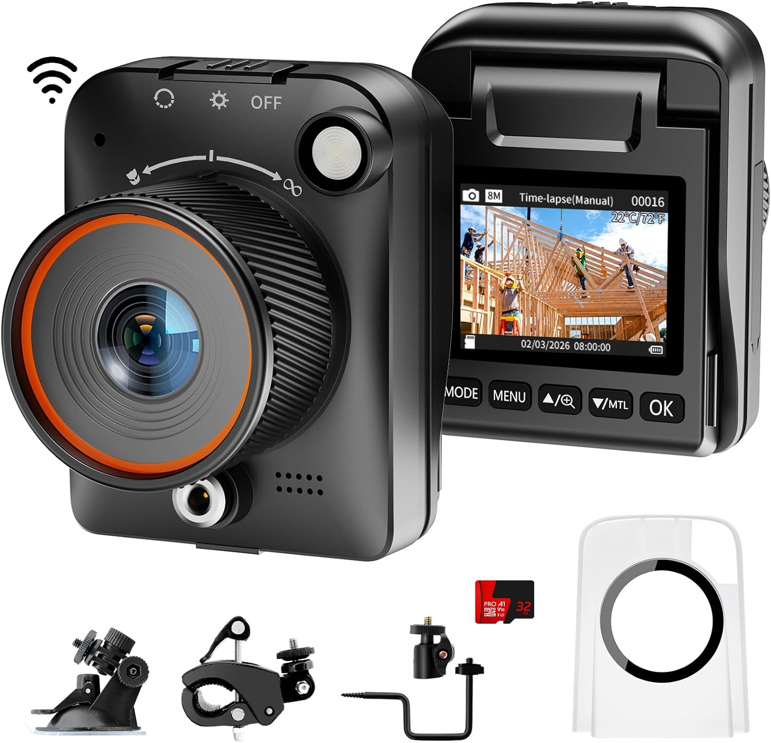 Time Lapse Camera WiFi Construction Outdoor,4k Timelapse Video Camera Captures Plant Growth,City Traffic,Gifts Idea,Nature,Weather Records,110°Angle View,6 Months Battery Life,Include TF Card