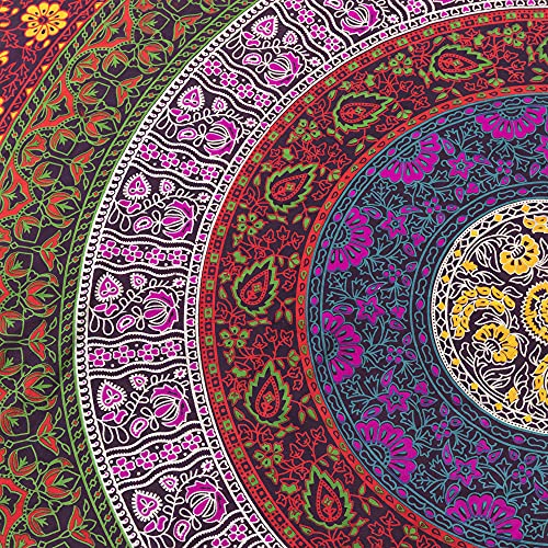 Popular Handicrafts TH521 Round Tapestry Wall Hanging Ombre Hippie Mandala Bohemian Hippy Intricate Indian Tapestries Tablecloth 70 Inches,(178Cm) Multicolor thumb #7