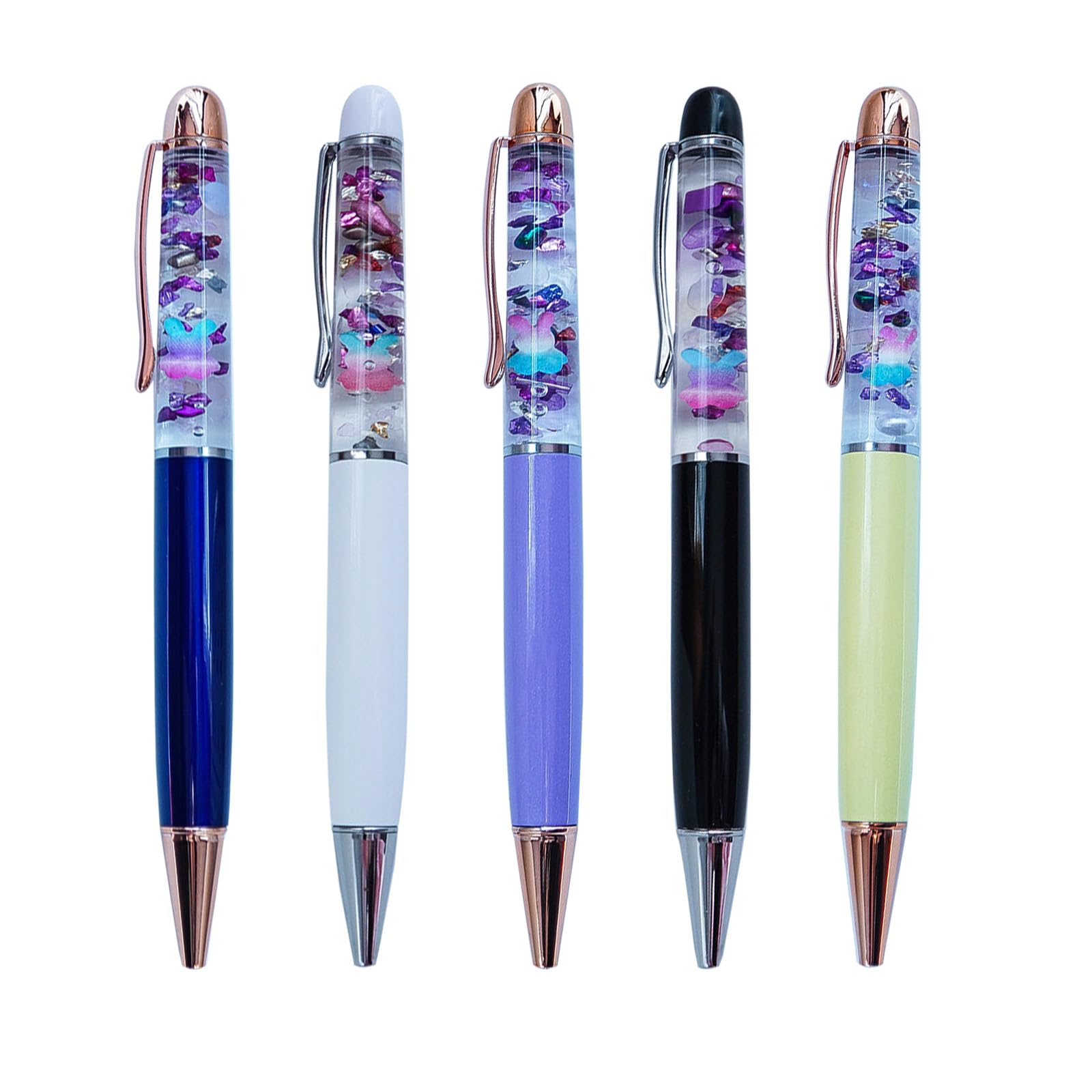 Sikyby Bunny Rabbit Glass Glaze Cute 3D Floater Liquid Writing Journaling Office Pen Unique Gifts Set of 5 Pens