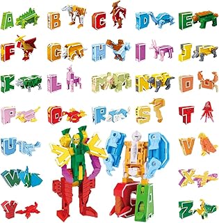 Alphabet Animal Toys for Kids, STEM ABC Learning Alphabots Transforming Toys Classroom Teaching Alpha Bots Toy for Kids 4-6 Toddlers - 26 Pieces