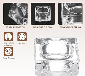 4 Pcs Clear Glass Tealight Candle Holders, Assorted Shapes, Fits Tea Lights With Diameter Up to 4cm, Perfect for Home Decor, Wedding, Party & Table Centerpieces (Square Shape)