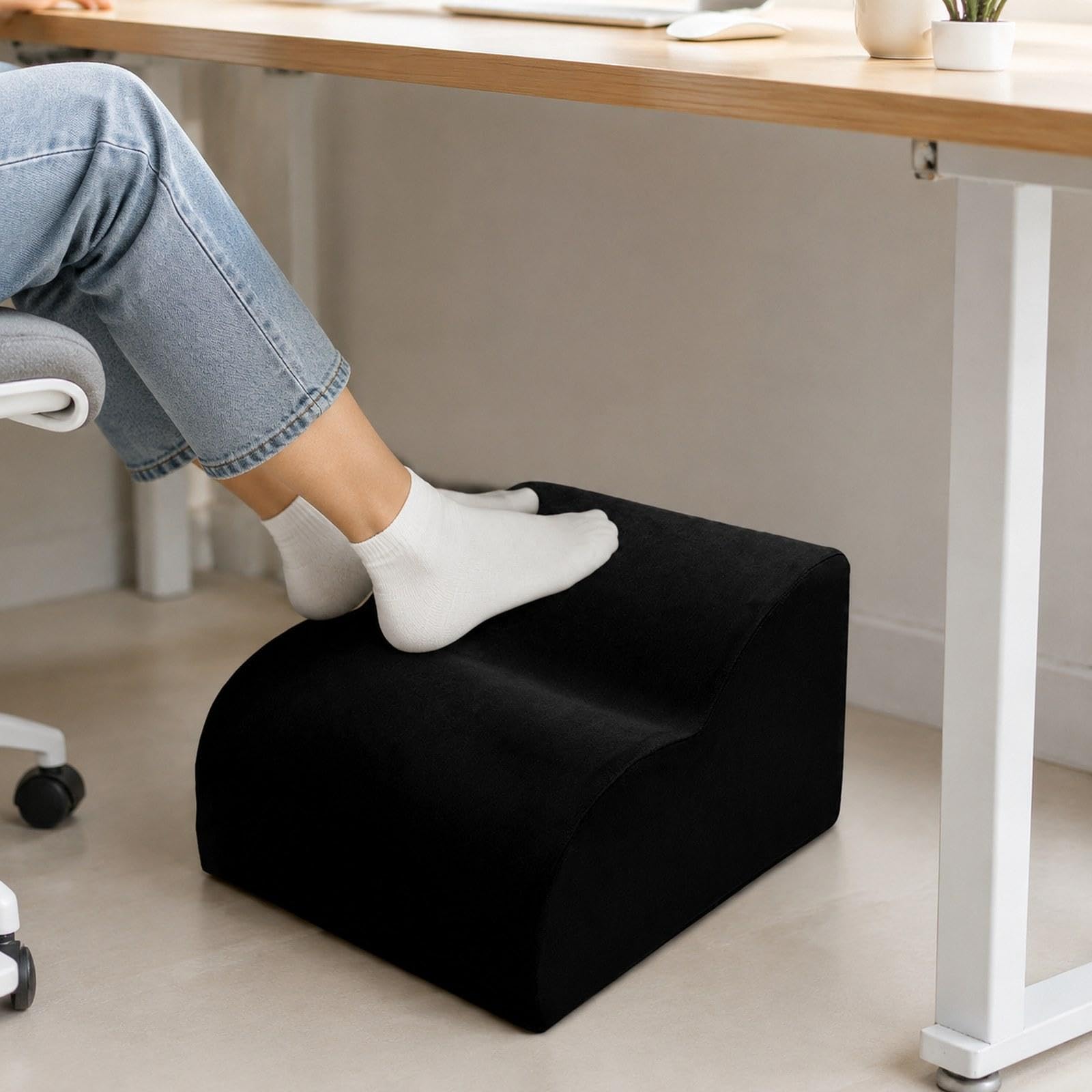predolo Reposapiés para debajo del escritorio, taburete ergonómico oficina para hombres y mujeres, almohada elevadora piernas, cojín reposapiés para, Negro